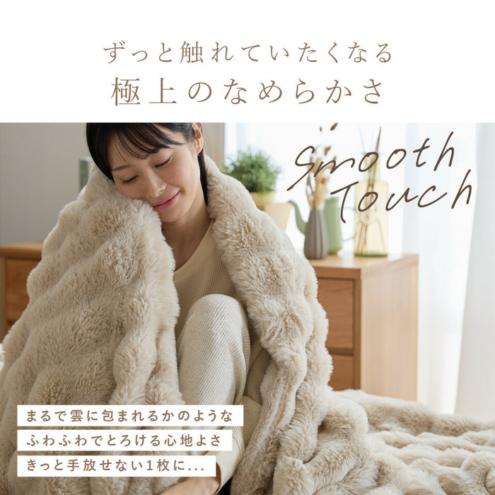 もこもこ毛布 LUXZA ラグザ ラビットファー シングル セミダブル ダブル クイーン 冬 ひざ掛け ハーフ ブランケット モコモコ かわいい とろふわ もこもこ ふわとろ フランネル 2枚合わせ 洗える