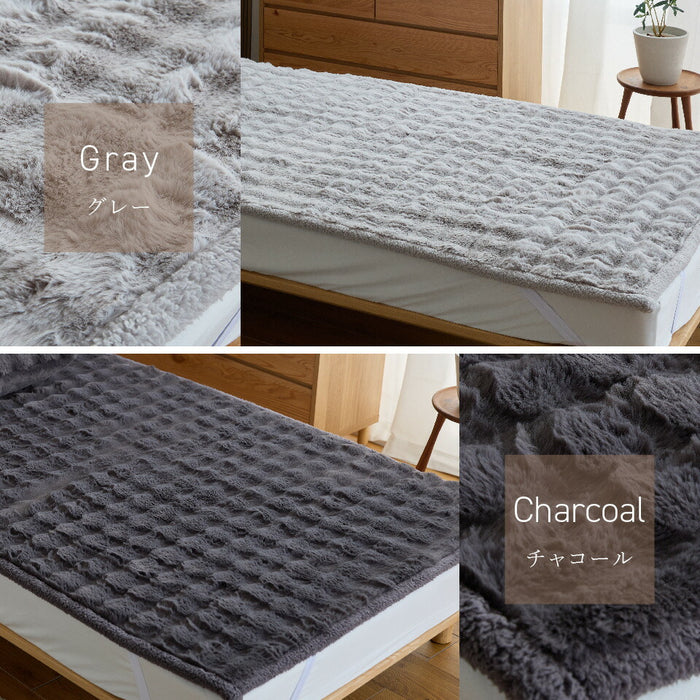 敷きパッド LUXZA ラグザ ラビットファー ベッド パッドシーツ シングル セミダブル ダブル クイーン 冬 モコモコ ラグ ラグマット あったか 柔らか 暖かい なめらか 敷パット 洗える もこもこ