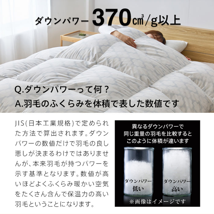羽毛布団 ダブル ハンガリーホワイトダック90％ 370DP 洗える ランドリッシュ 7年保証 専門店品質 ダウン 羽毛掛け布団 羽毛ふとん 日本製 立体キルト コインランドリー