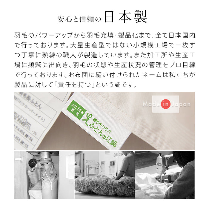 羽毛布団 ダブル ハンガリーホワイトダック90％ 370DP 洗える ランドリッシュ 7年保証 専門店品質 ダウン 羽毛掛け布団 羽毛ふとん 日本製 立体キルト コインランドリー