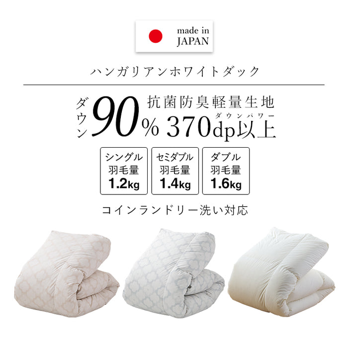 羽毛布団 シングル ハンガリーホワイトダック90％ 増量1.2kg 370DP 洗える ランドリッシュ 7年保証 専門店品質 ダウン 羽毛掛け布団 羽毛ふとん 日本製 立体キルト コインランドリー (コピー)