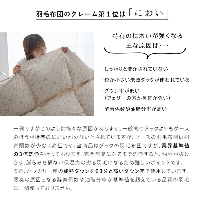 羽毛布団 セミダブル ハンガリーホワイトダック93％ 増量1.4kg 400DP 洗える ランドリッシュ 7年保証 専門店品質 ハンガリアン ダウン 羽毛掛け布団 羽毛ふとん 日本製 立体キルト コインランドリー (コピー)