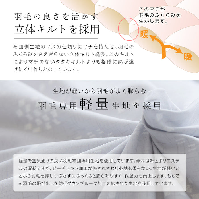 羽毛布団 ダブル ハンガリーホワイトダック93％ 増量1.6kg 400DP 洗える ランドリッシュ 7年保証 専門店品質 ハンガリアン ダウン 羽毛掛け布団 羽毛ふとん 日本製 立体キルト コインランドリー