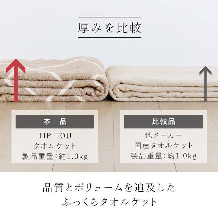 タオルケット シングル 今治 タオル 今治織 タオルケット TIP TOU ふっくら パイル シンプル おしゃれ モノトーン グレー ネイビー ベージュ ロマンス小杉 日本製（今治産） 綿100％