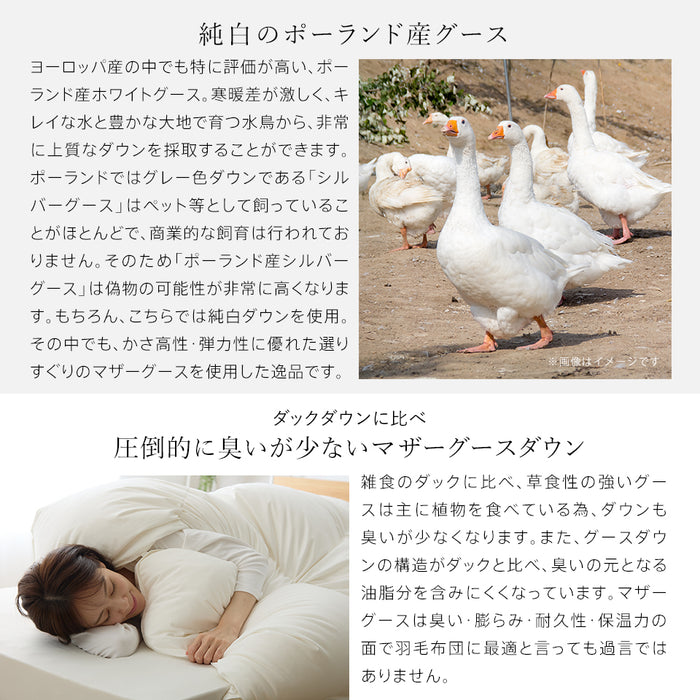羽毛布団 二層式 ダブル ポーランド産ホワイトマザーグース95％ マザーグース ポーリッシュ ポーランド 420dp 超柔らか軽量生地 ツインキルト 羽毛掛け布団 羽毛ふとん 日本製 京都金桝