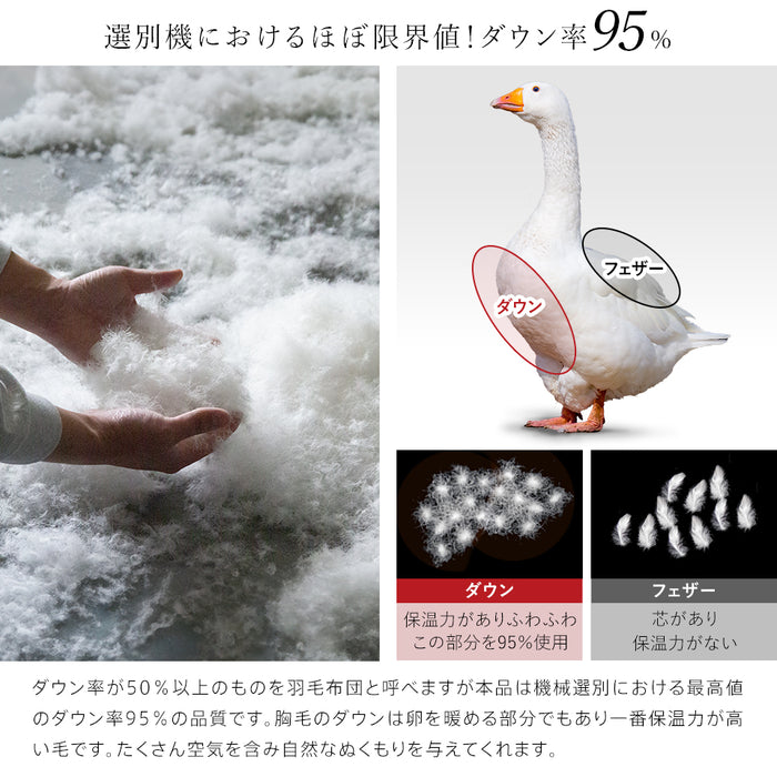 羽毛布団 二層式 セミダブル ポーランド産ホワイトマザーグース95％ マザーグース ポーリッシュ ポーランド 420dp 超柔らか軽量生地 ツインキルト 羽毛掛け布団 羽毛ふとん 日本製 京都金桝