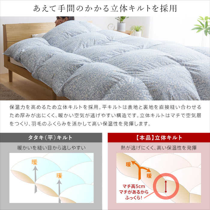 洗える 羽毛布団 ホワイトダウン93％ 400dp 羽毛掛け布団 ニオイが少ない ホワイトダックダウン 羽毛ふとん 日本製 立体キルト 洗浄度3倍 コインランドリー