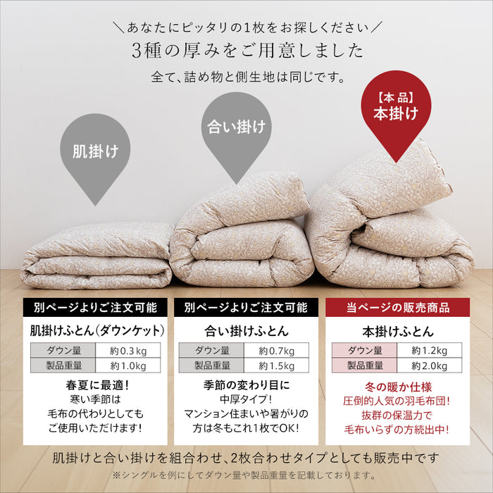 洗える 羽毛布団 ホワイトダウン93％ 400dp 羽毛掛け布団 ニオイが少ない ホワイトダックダウン 羽毛ふとん 日本製 立体キルト 洗浄度3倍 コインランドリー