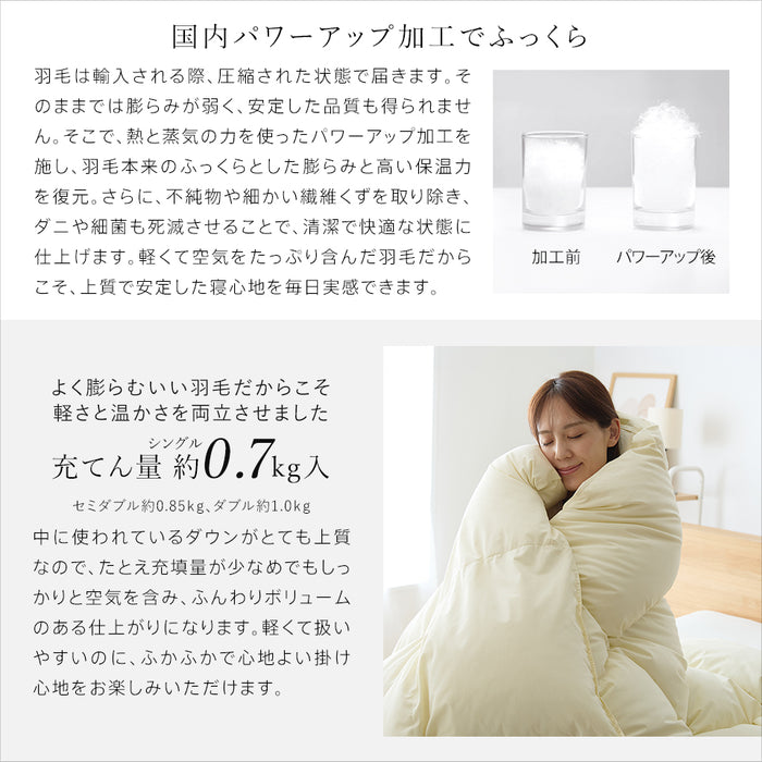 羽毛合い掛け布団 マザーグース 羽毛 合掛け布団 マザーホワイトグースダウン93％ 420dp グース マンションタイプ 羽毛布団 合い掛け 羽毛合い 昭和西川 日本製 立体キルト