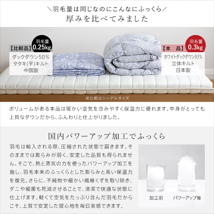ダウン93％ 羽毛肌掛け布団 DP400 ダウンケット 洗える ウォッシャブル