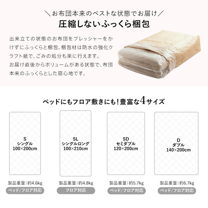 敷布団 シングル 羊毛混 ウール 四層 セミダブル ダブル 敷き布団 フランスウール プレミアムウール 天然の エアコン 軽い 軽量 羊毛敷布団 四層敷布団 4層 固綿 羊毛布団 羊毛 ウール混 日本製