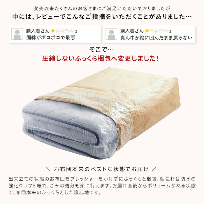 老舗専門店のガチ布団 敷布団 シングル セミダブル ダブル セミシングル 軽量 テイジン メガトップ(R)使用 高反発 抗菌防臭 防ダニ 中わた 三層構造 3層 敷き布団 敷きふとん 高耐久 国産 日本製