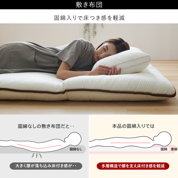 清潔 布団セット シングル 掛け布団 と 敷き布団 2点セット あったか 中空スパイラルわた使用 ほこりが出にくい ダニ防止生地 掛布団 掛ふとん 敷きふとん 敷布団 組布団 国産 日本製