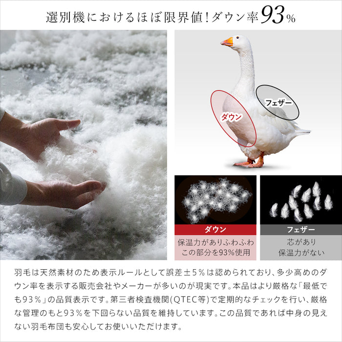 2枚合わせ羽毛布団 マザーグース 羽毛 洗える 羽毛布団 デュエット マザーホワイトグースダウン93％ 420dp グース オールシーズン 合い掛け 肌掛け ダウンケット 日本製 2枚合せ