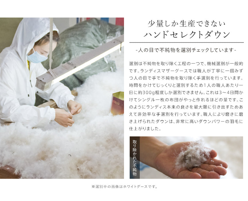 羽毛布団 二層式 ダブル ランディスマザーグース95％ マザーグース 480dp 柔らか軽量生地 二層キルト 暖かい 二層 ツインキルト 羽毛掛け布団 羽毛ふとん 日本製 プレミアムゴールドラベル