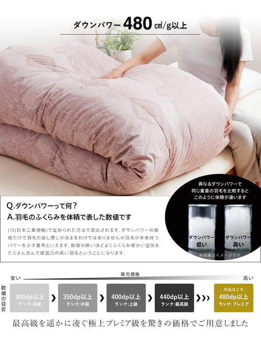 羽毛布団 二層式 ダブル ランディスマザーグース95％ マザーグース 480dp 柔らか軽量生地 二層キルト 暖かい 二層 ツインキルト 羽毛掛け布団 羽毛ふとん 日本製 プレミアムゴールドラベル