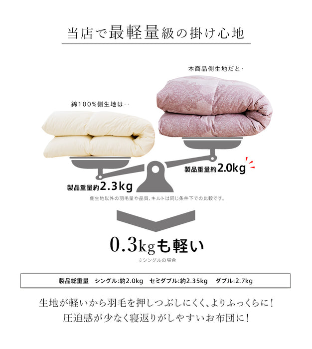 羽毛布団 二層式 ダブル ランディスマザーグース95％ マザーグース 480dp 柔らか軽量生地 二層キルト 暖かい 二層 ツインキルト 羽毛掛け布団 羽毛ふとん 日本製 プレミアムゴールドラベル